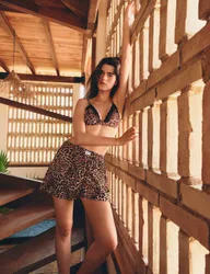 Pure Cotton Animal Print Pyjama Shorts Brown Mix female