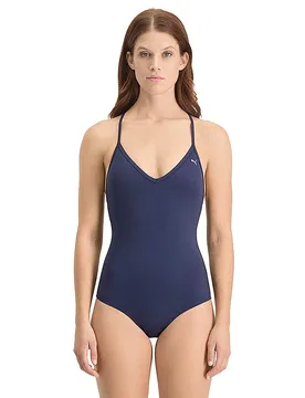 Costume da bagno da donna con scollo a V blu S - Puma - FashionsVida