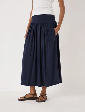 Modal Rich Jersey Midaxi Drop Waist Skirt Dark Navy female - hush - FashionsVida
