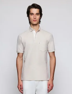Polo de hombre manga corta de piqué con bolsillo - Mirto - FashionsVida