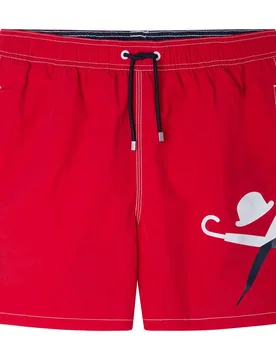 Short De Bain Split Logo Racing Red L - Hackett - FashionsVida