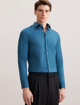 Slim Business Hemd Uni Grün 40