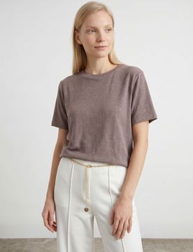T-shirt con applicazione lucida - viola scuro