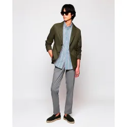 Pantalón hombre vestir regular fit mezcla lana poliéster liso azul marino