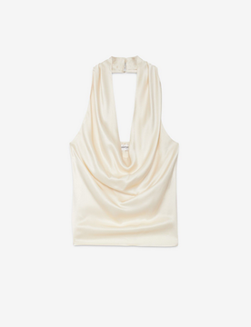Top in raso di viscosa donna bianco