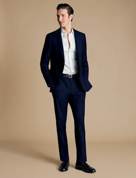 Slim Fit Wool Rich Suit Trousers Dark Navy male - Charles Tyrwhitt - FashionsVida