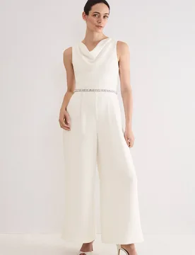 Women's Rubiana Jeweled Wide-Leg Jumpsuit in Natural White Size: 10 - Natural White - Size: 10 - Phase Eight - FashionsVida