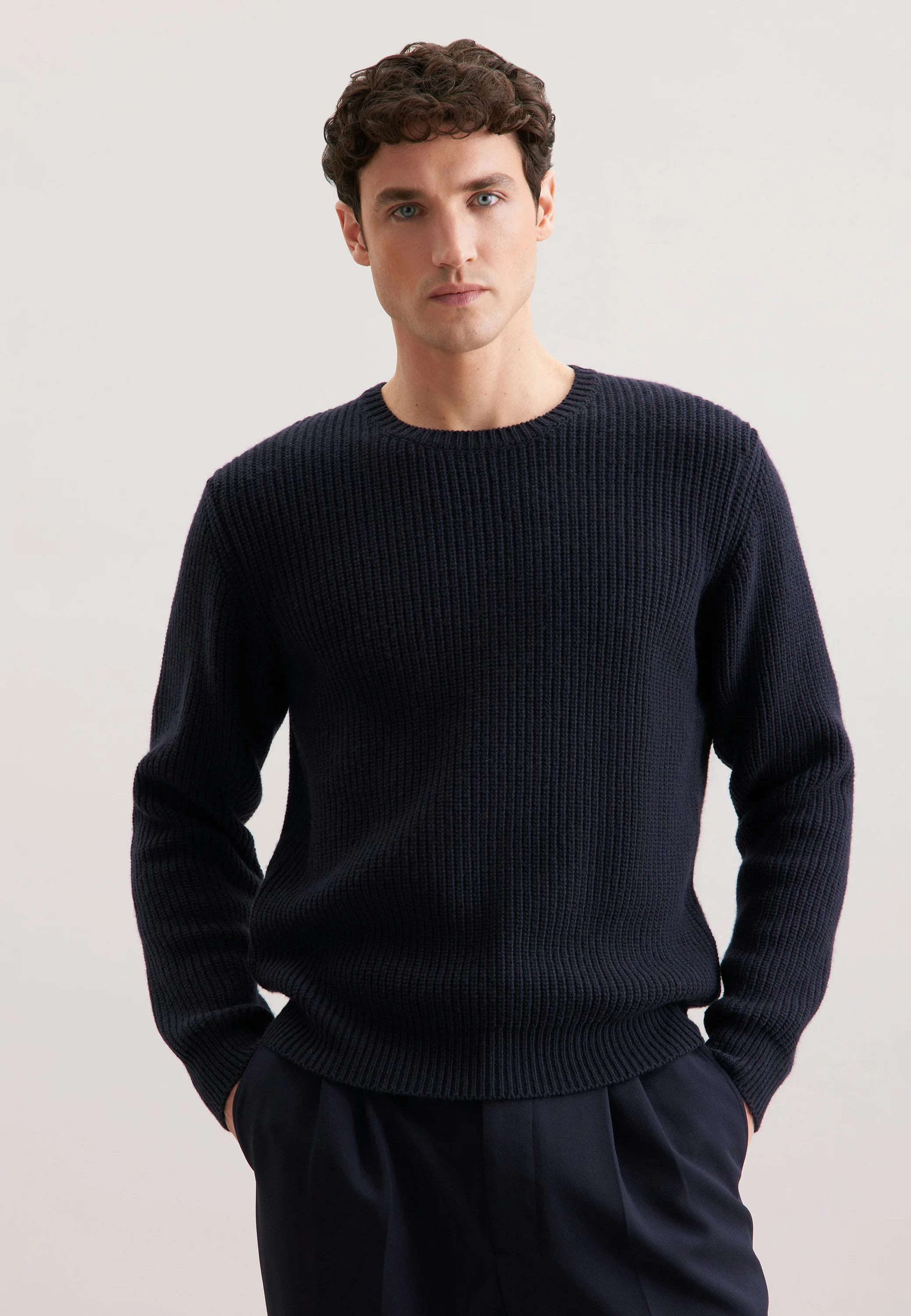Regular Pullover Uni Blau S - Seidensticker - FashionsVida
