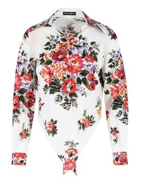 Camicia Fiori in cotone bianco