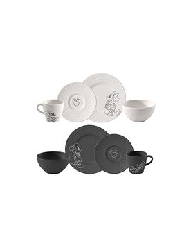 Set de desayuno de 8 piezas MANUFACTURE-MICKEY MOUSE Blanco/Negro negro