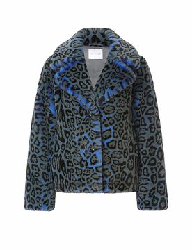 Chaqueta en óptica de piel azul 36