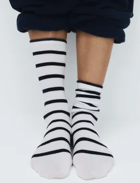 Pack Supersoft Striped Crew Socks Blue Mix female - M&S - FashionsVida