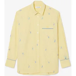Camisa de mujer oversized con motivos de jacquard en de manga corta