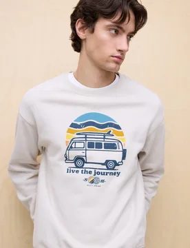 Sudadera de hombre de cuello caja con estampado - Easy Wear - FashionsVida