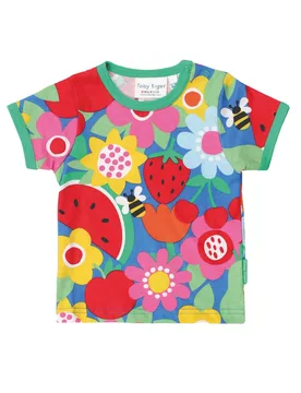 Kids 100% Cotton Fruit Flower Print T-Shirt - Toby Tiger - FashionsVida