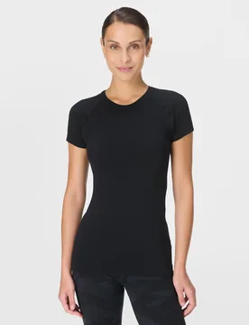 Athlete Seamless Crew Neck Workout T-Shirt Black female - Sweaty betty - FashionsVida