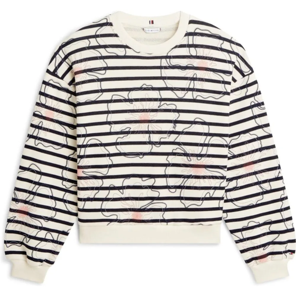 Sudadera de mujer de rayas con estampado floral gráfico - Tommy Hilfiger - FashionsVida