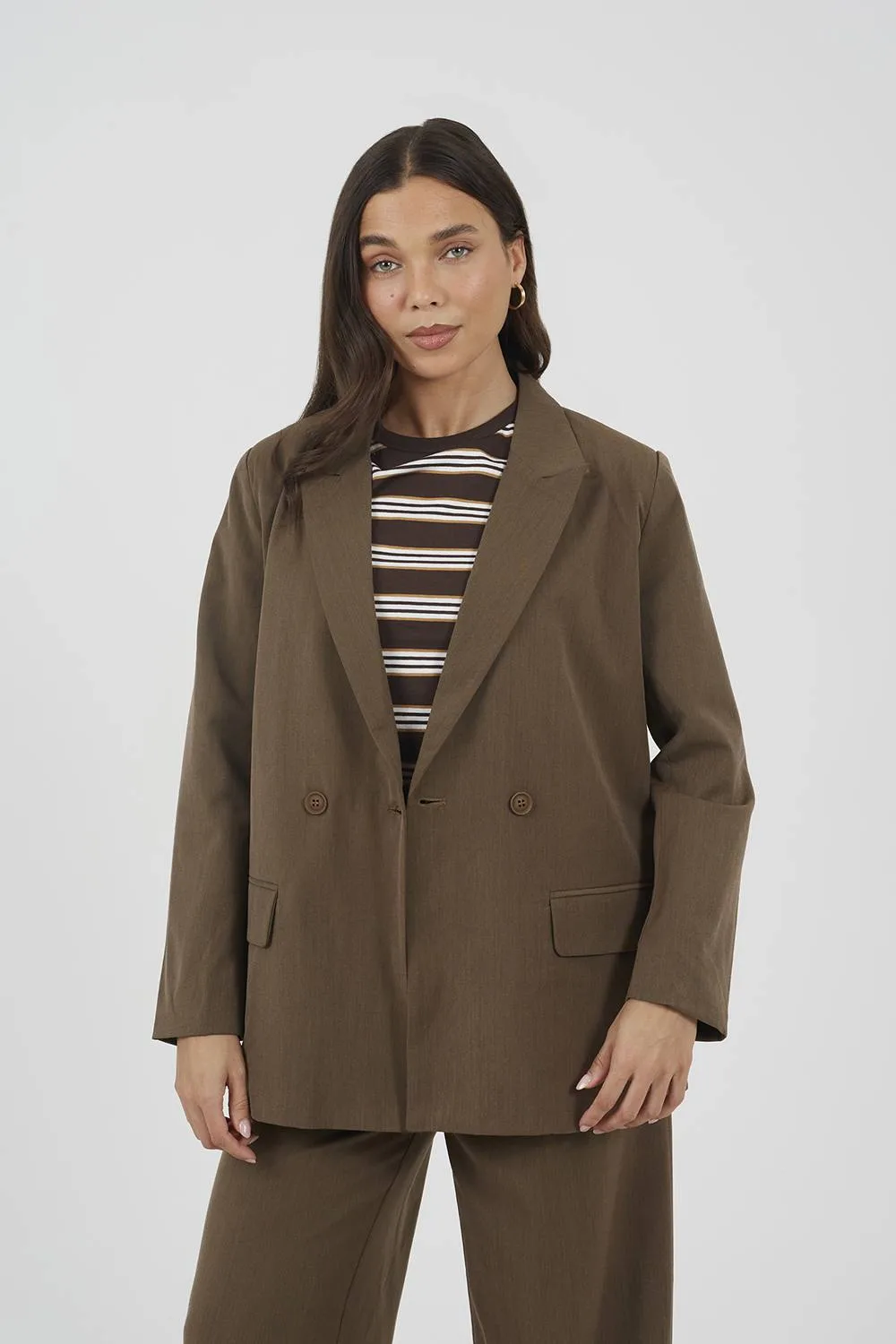 Women's Structured Blazer in Brown Size: Small - Brown - Size: S - Brave soul - FashionsVida