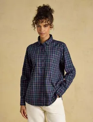 Pure Cotton Checked Relaxed Oxford Shirt Navy Mix female