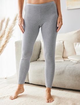 Baumwoll-Thermo Unterhose Lang - Hellgrau gestr. - female - Size: 46