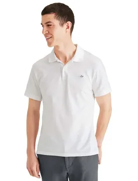 Polo à Manches Courtes Rib Collar Lucent White 2XL - Dockers - FashionsVida