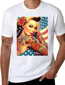 Vintage Tattooed American Pin-up T-Shirt man t shirt luxury t shirts for man graphic funny T-Shirt - Aliexpress - FashionsVida