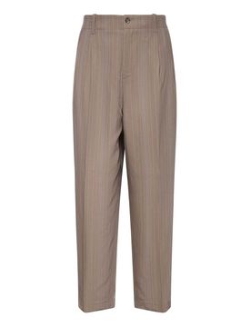 Pantaloni In Misto Lana Con Fantasia Gessata