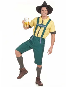 Bayer Lederhosen-Kostüm grün-gelb - KARNEVAL-MEGASTORE - FashionsVida