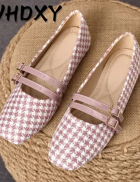 Zapatos de moda para mujer, bailarinas de punta cuadrada francesa sin cordones, cómodas y casuales mocasines para el trabajo, combinan con jeans - Shein - FashionsVida