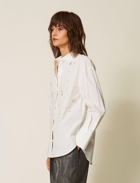 Chemise en popeline avec broderie