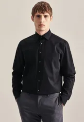 Regular Business Hemd Uni Schwarz 47