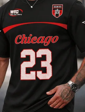 Camiseta de hombre con estampado del número 23 de Chicago, top deportivo de estilo baloncesto americano casual de manga corta - Shein - FashionsVida