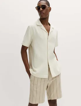 Pure Cotton Textured Shirt Ecru Mix male - M&S - FashionsVida