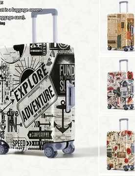 Pieza Funda de equipaje gruesa con estampado vintage de 300g/㎡, accesorio de equipaje grueso, adecuado para viajes de negocios, vacaciones, turismo, - Shein - FashionsVida