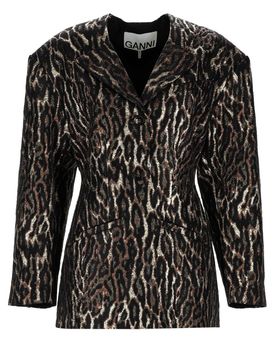 Ganni Animal Print Blazer