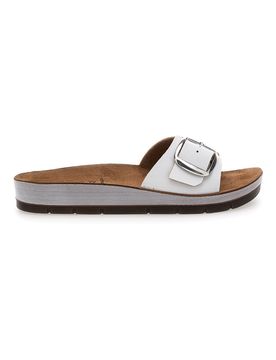 Ciabatte Bianche con Fibbia Regolabile e Sottopiede in Pelle 41 CP 38