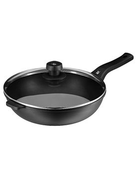 PermaDur Premium Wok con tapa de cristal 30cm Antiadherente negro