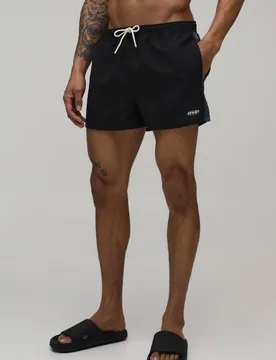 Men's Snake Print Side Panel Super Short Swim Short Black Size Small Black S - boohooMAN - FashionsVida