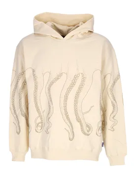 Felpa Leggera Cappuccio Uomo Outline Hoodie Cream - Octopus - FashionsVida