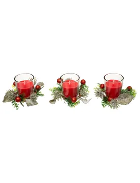 Weihnachten-Kerzen 3 Stück rot 6 cm - JJA - FashionsVida