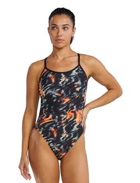 Durafast Elite Crosscut Tieback Validus Swimsuit Orange / Aqua / Black 32 Women - TYR - FashionsVida