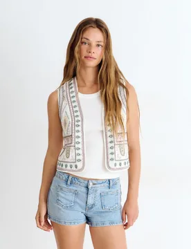 Top chaleco de mujer con bordados - Brownie - FashionsVida