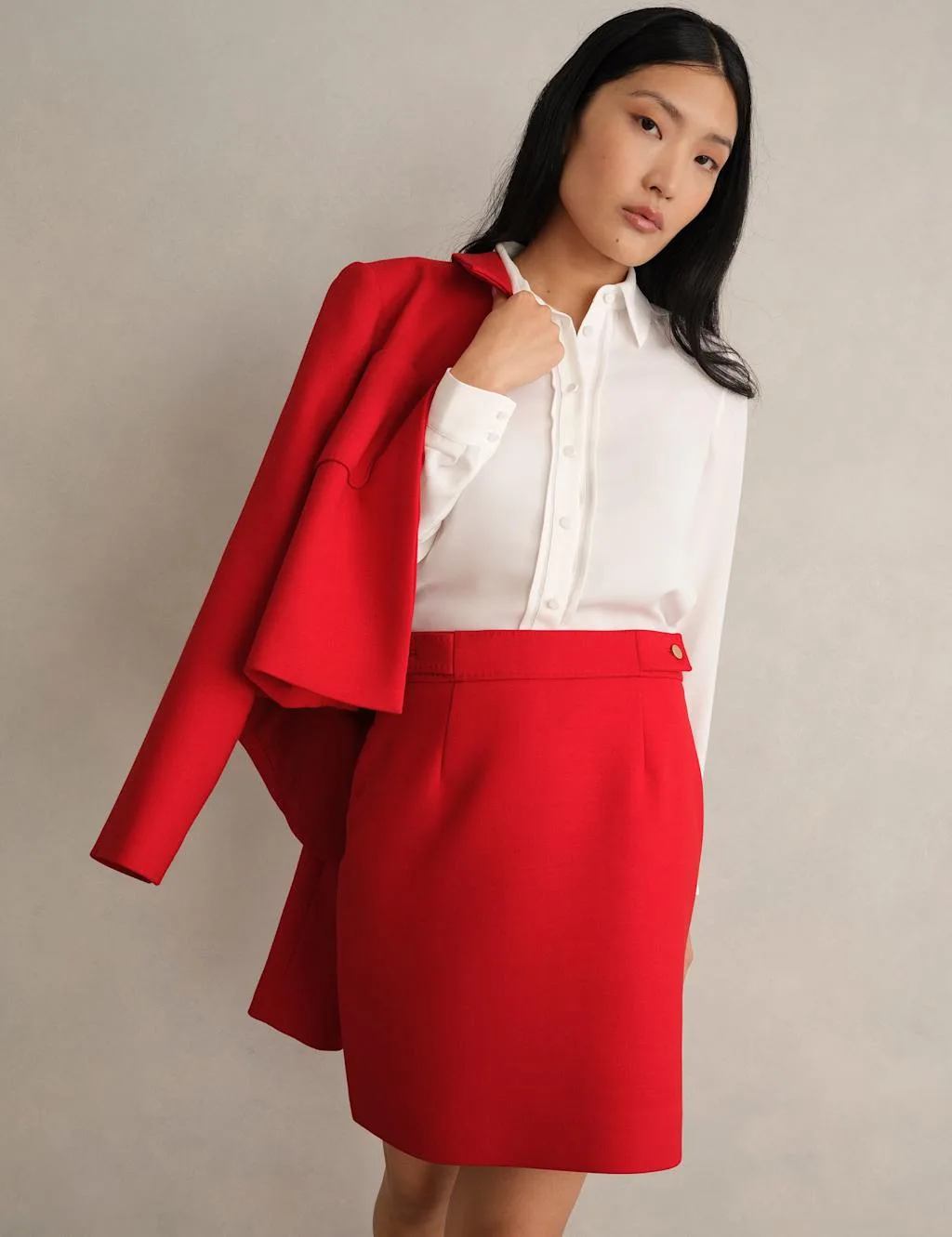 Wool Blend Mini A-Line Skirt Red female - Hobbs - FashionsVida