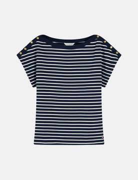 T-Shirt mit Knopfdetails Blau L