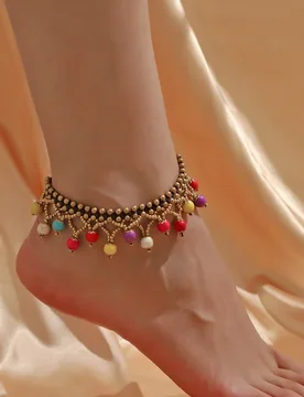 Pieza Tobillera de estilo bohemio con colgante de corazón de turquesa y cuerda de cera trenzada, adecuada para el uso diario y las vacaciones de las - Shein - FashionsVida