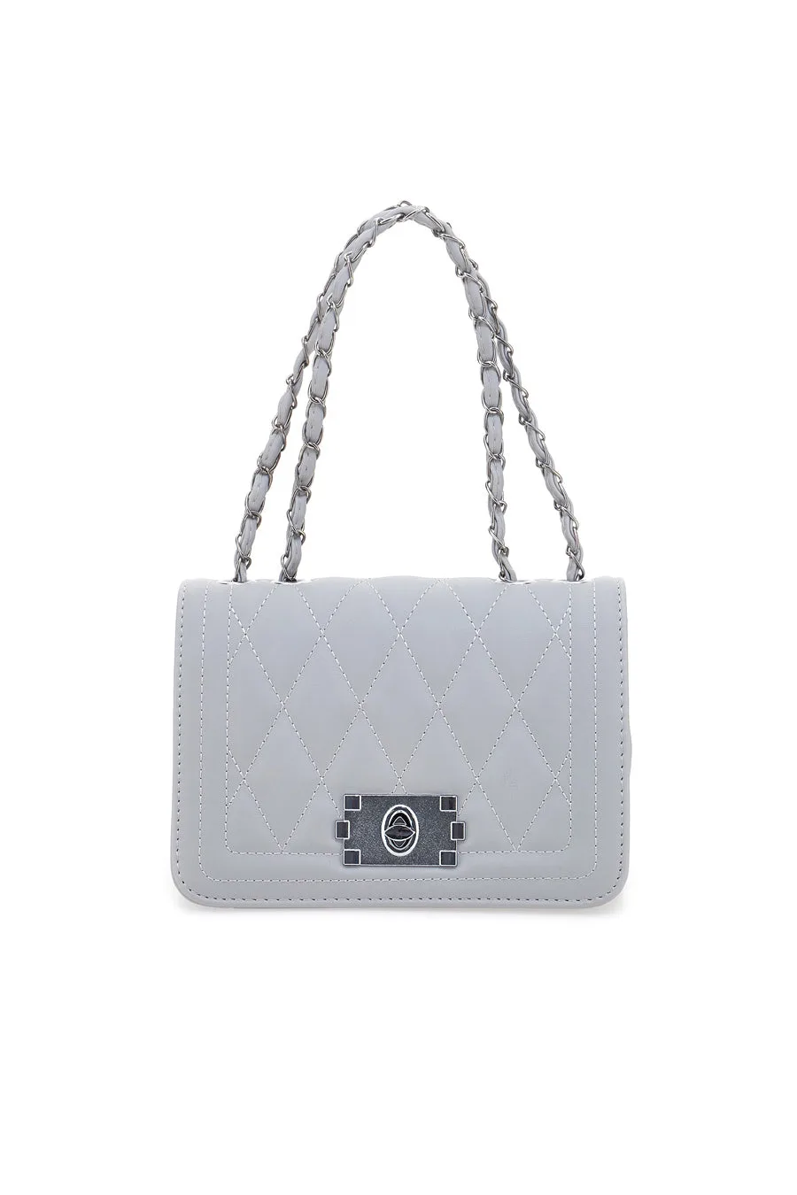 Borsa grigia trapuntata con tracolla a catena SPA CLIO - PRIMA RIGA - FashionsVida