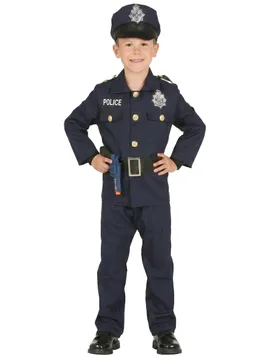 Polizisten-Kostüm für Kinder Kinder-Karneval-Kostüm blau-schwarz - KARNEVAL-MEGASTORE - FashionsVida