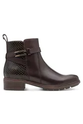 Women's Tamaris Leather Buckled Zip Biker Ankle Boots in Brown Size: 6 - Brown - Size: 6