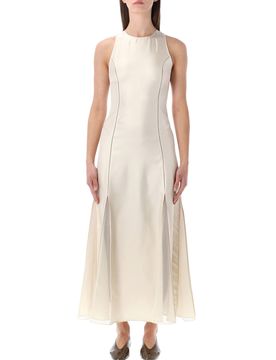 Iraka Mesh and Silk-twill Midi Dress