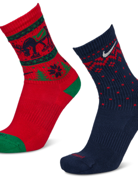 Everyday + Cushioned Crew 2 Pack Unisex Socken - Rot - Größe 38 - 42 - Baumwolle Red 38 - 42